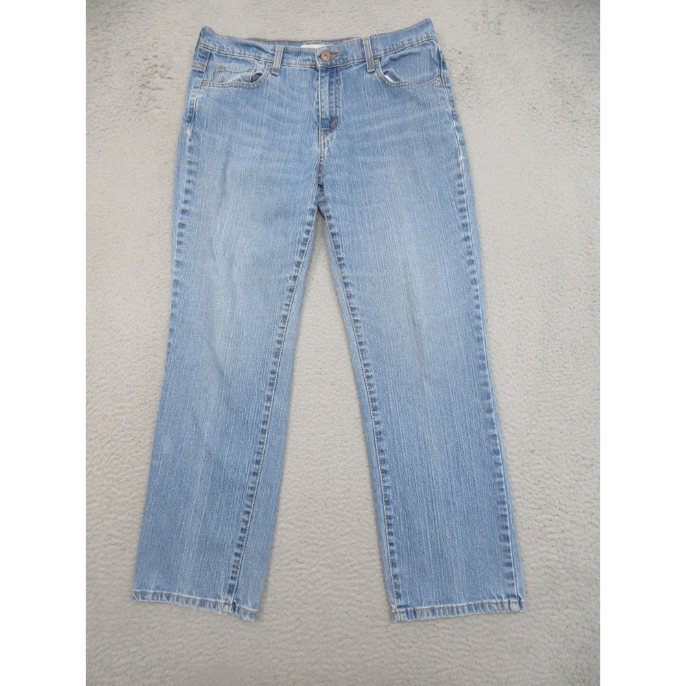 Levi Strauss Straight Leg Jeans Women 12 Short Light Blue Mid Rise Classic Denim